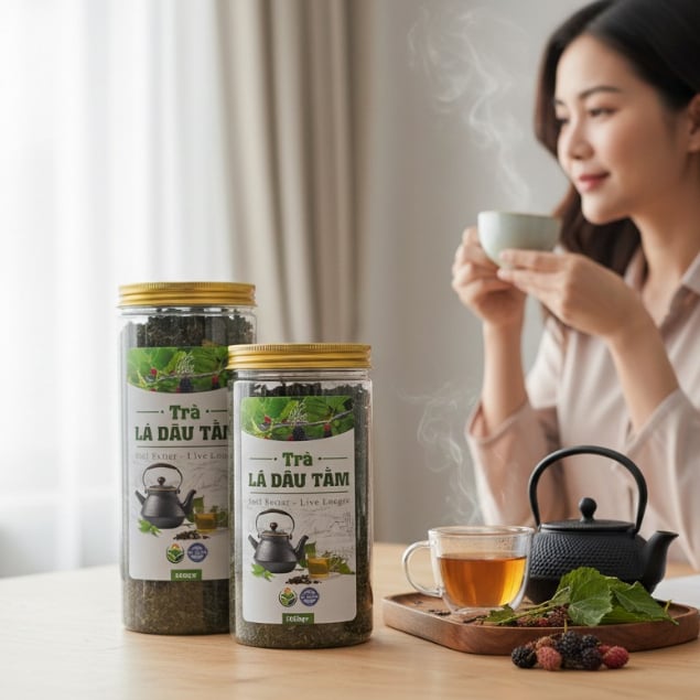 Trà lá dâu tằm khô - DalatCordyceps