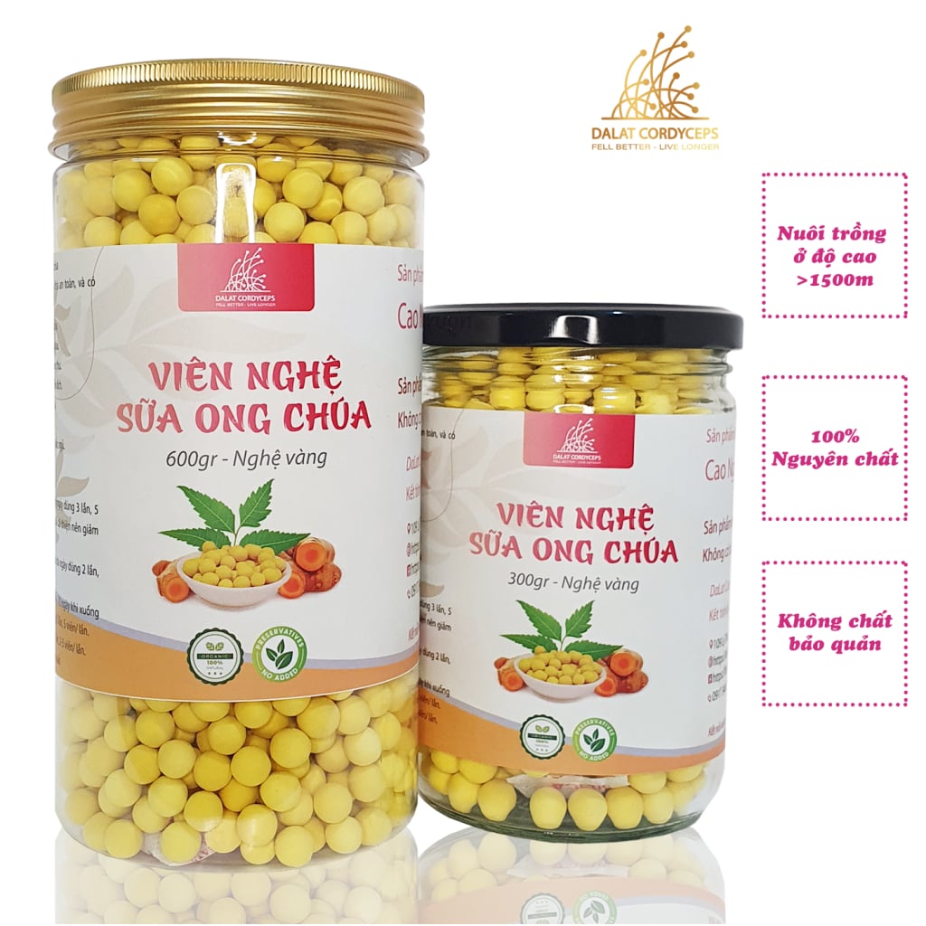 Viên tinh bột nghệ sữa ong chúa Dalat Cordyceps - Loại thượng hạng
