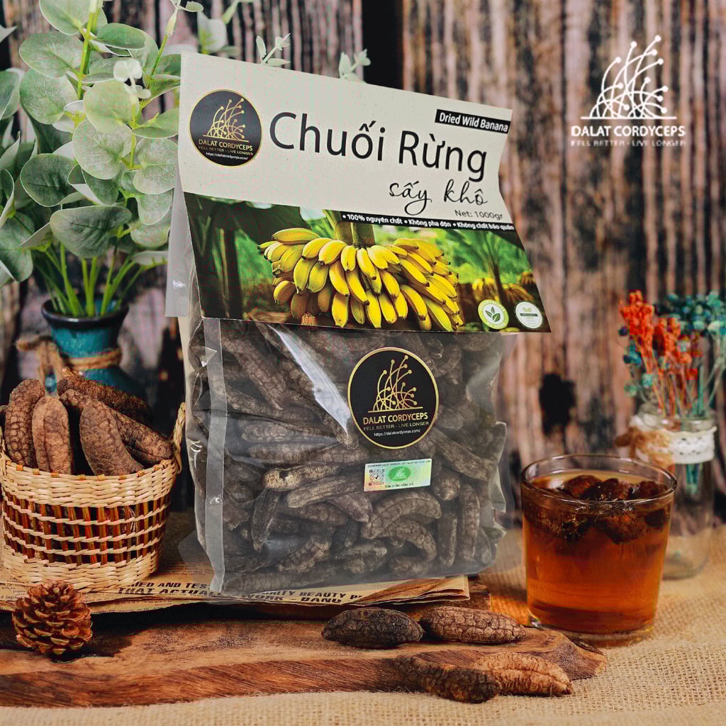 Túi Zip chuối hột rừng sấy khô  tiện dụng Dalat Cordyceps