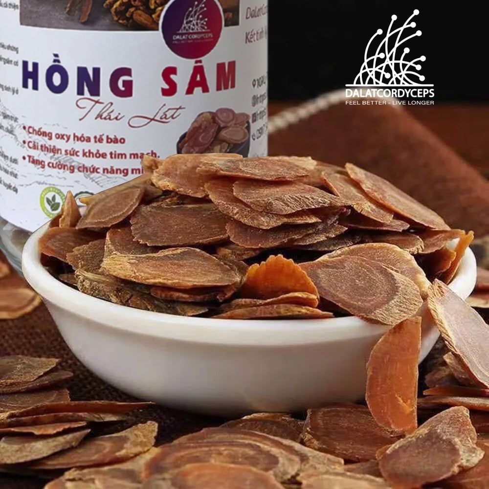 Hồng sâm 6 năm tuổi thái lát - Dalat Cordyceps