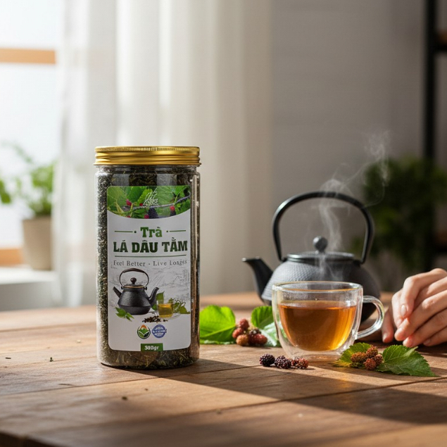 Trà lá dâu tằm khô - DalatCordyceps