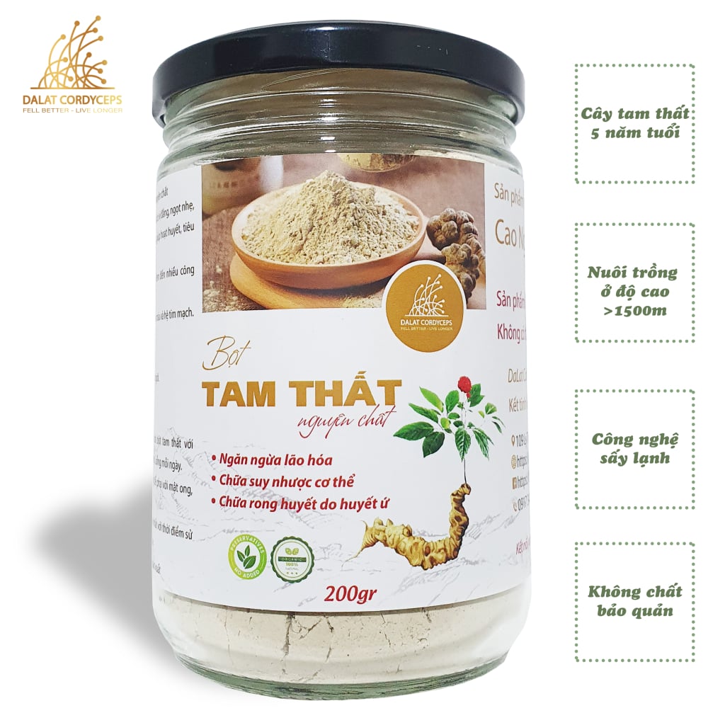 Bột củ tam thất bắc sây khố nguyên chất sấy khô , Loại cao cấp Dalat Cordyceps