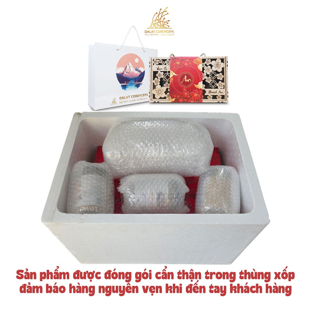 Set quà tết năm 2026 sức khoẻ Vạn An - Dalat Cordyceps - Đông trùng hạ thảo, saffron, linh chi, thảo mộc thiên nhiên