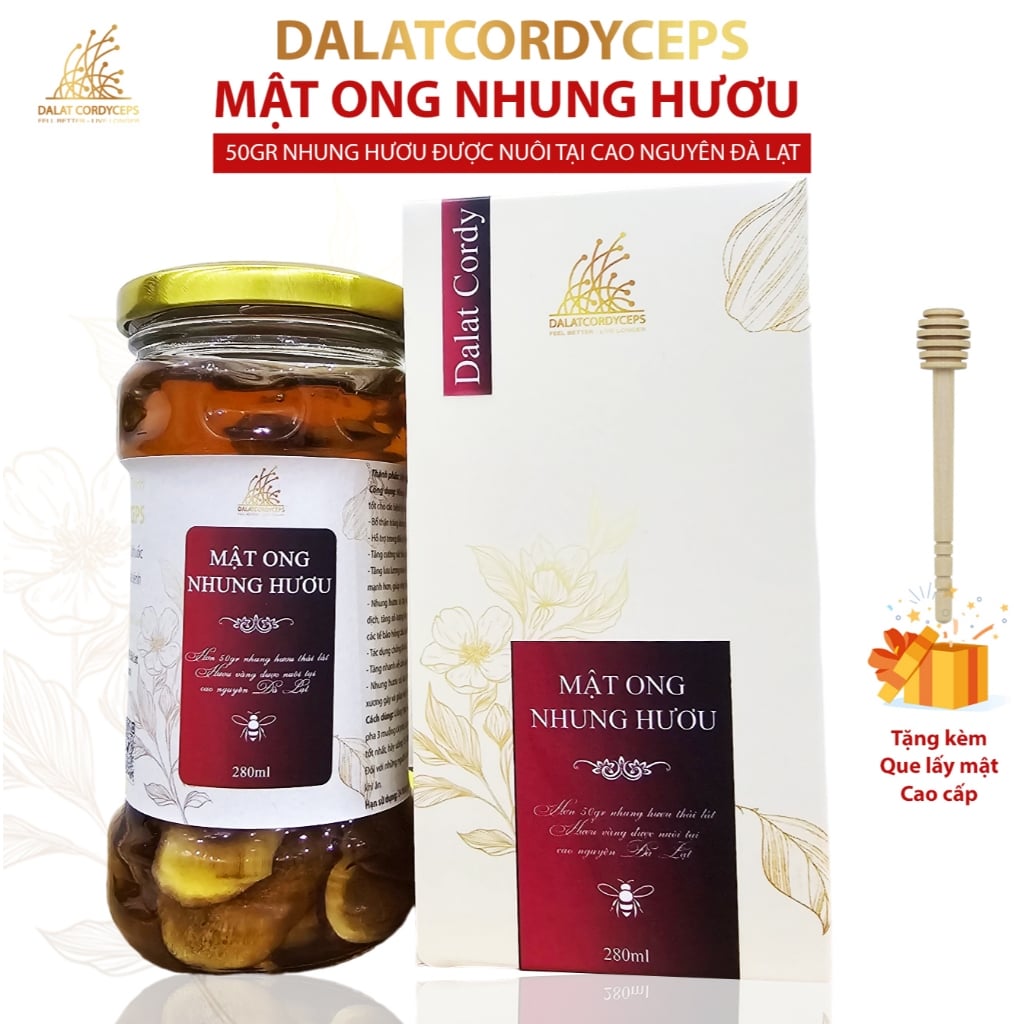 Mật ong ngâm nhung hươu ngâm trong lọ thuỷ tinh - Hộp cao cấp