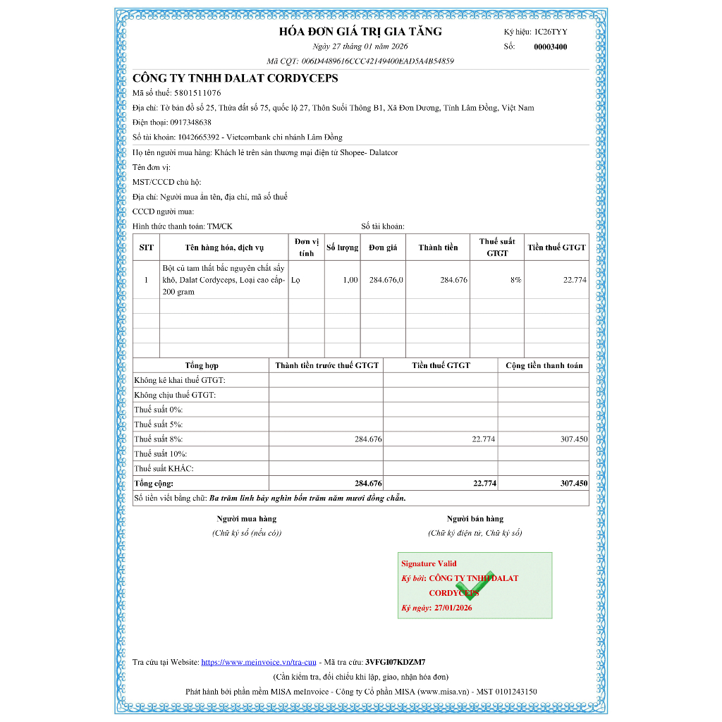 Bột củ tam thất bắc sây khố nguyên chất sấy khô , Loại cao cấp Dalat Cordyceps