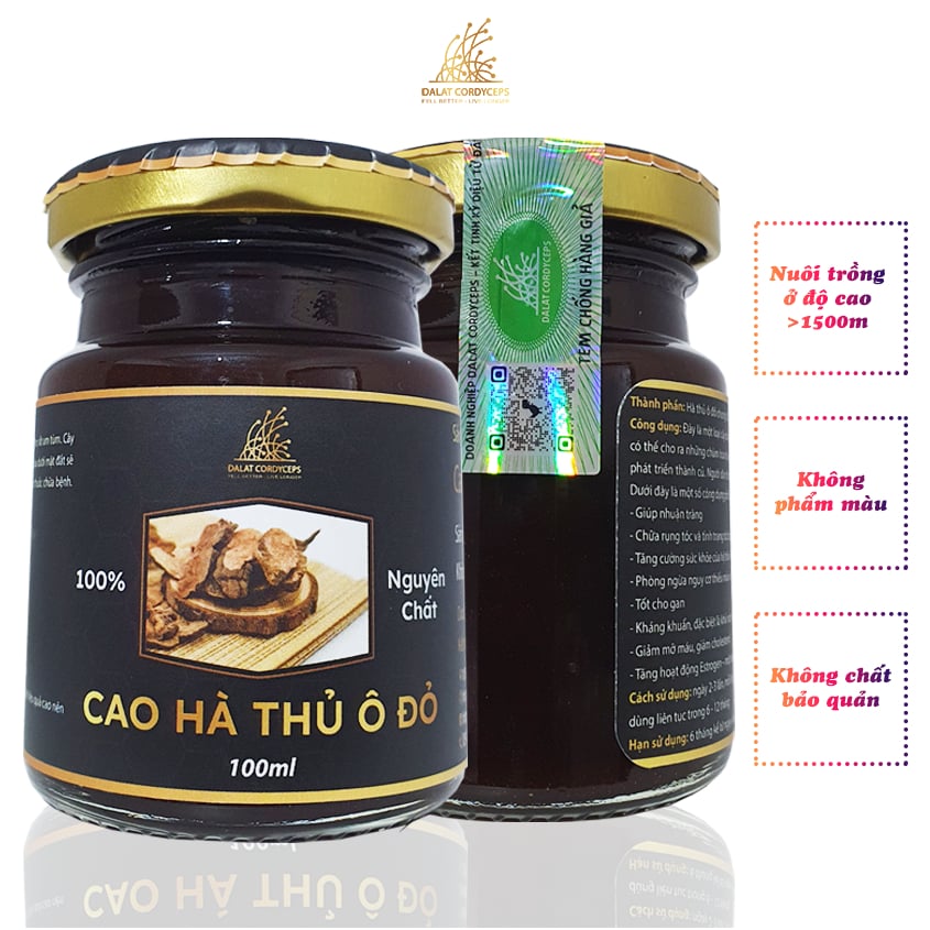 Cao Hà Thủ Ô Đỏ giúp đen tóc, đẹp da hồng hào, giảm bạc tóc Thảo Mộc Dalat Cordyceps