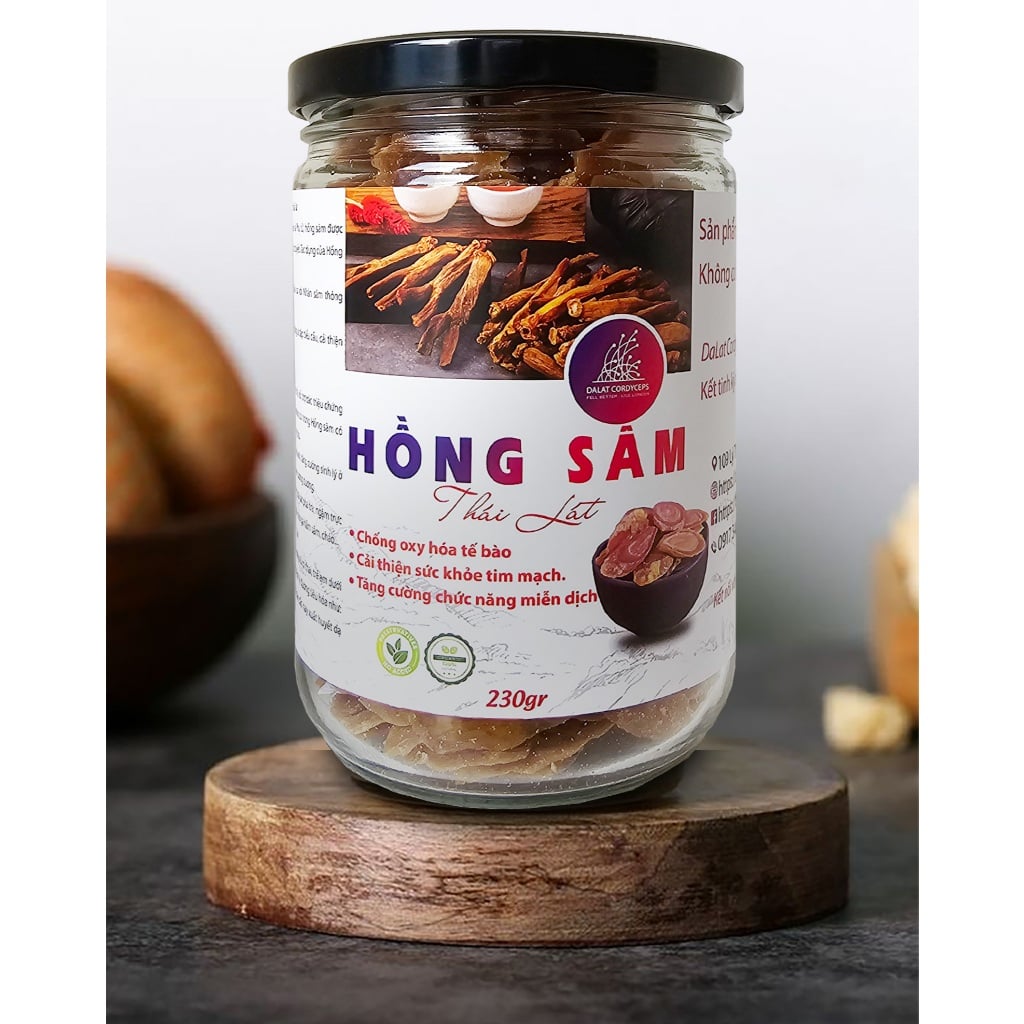 Hồng sâm 6 năm tuổi thái lát - Dalat Cordyceps