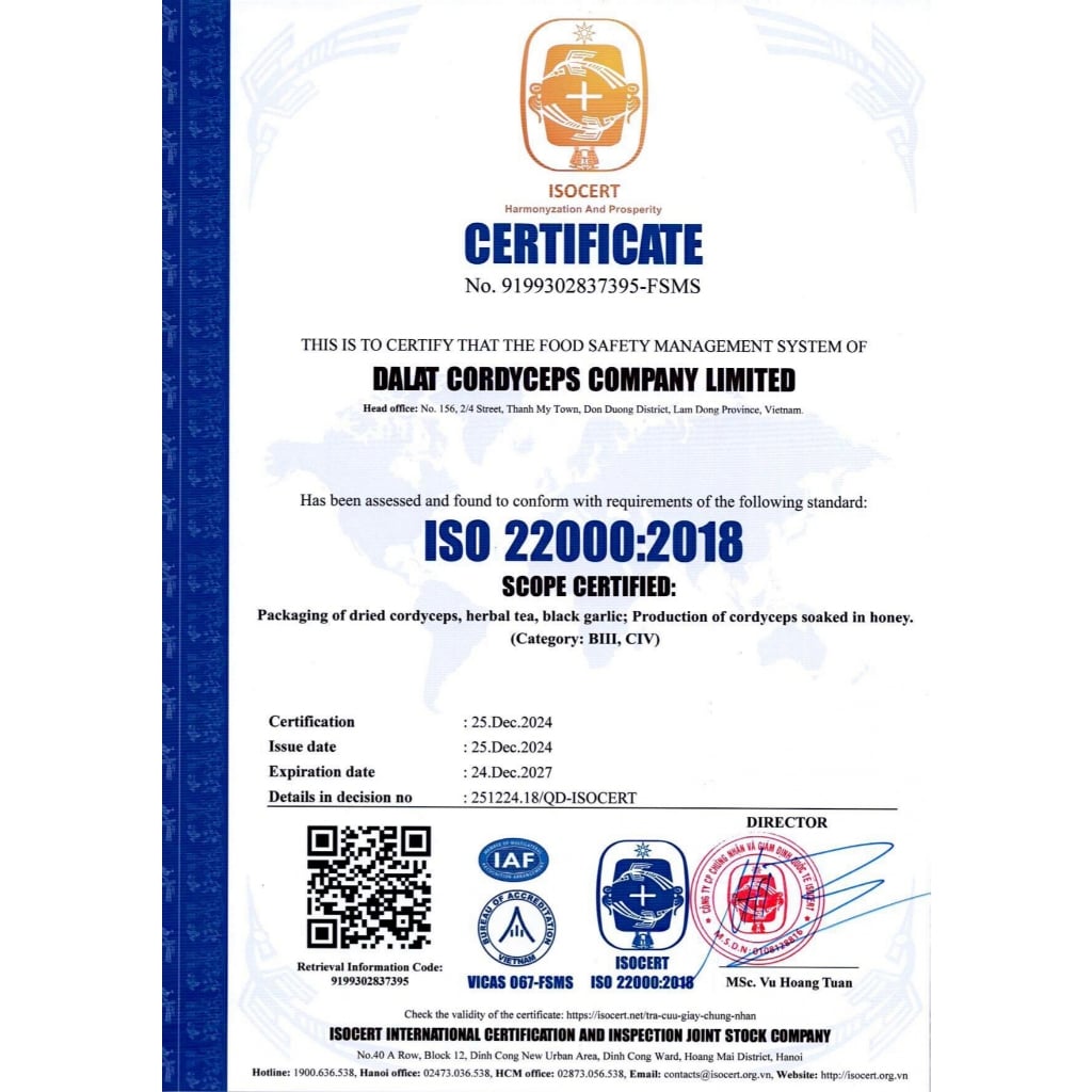 Set quà tết năm 2026 sức khoẻ Vạn An - Dalat Cordyceps - Đông trùng hạ thảo, saffron, linh chi, thảo mộc thiên nhiên