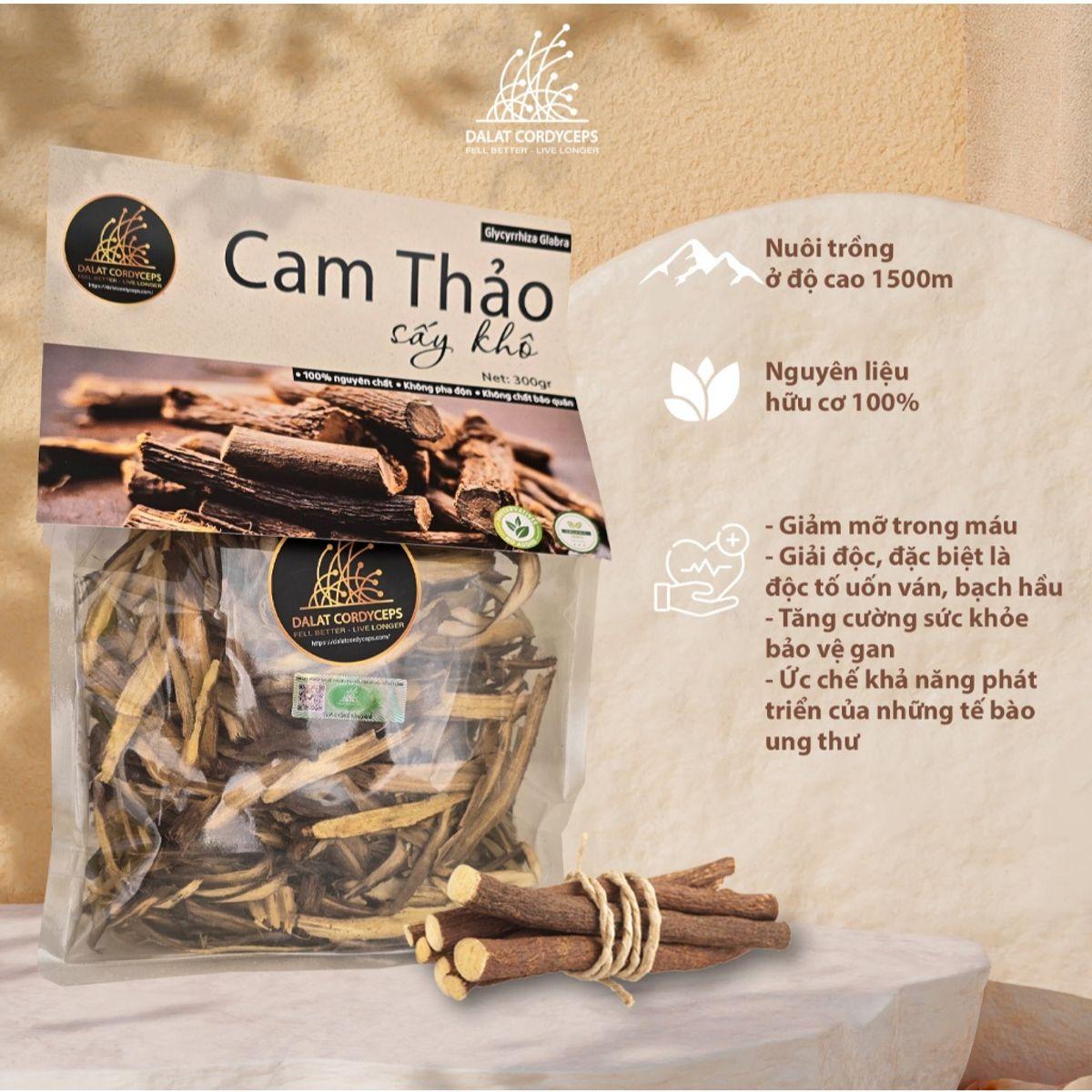 Trà thảo mộc cam thảo khô thái lát - Dalat Cordyceps