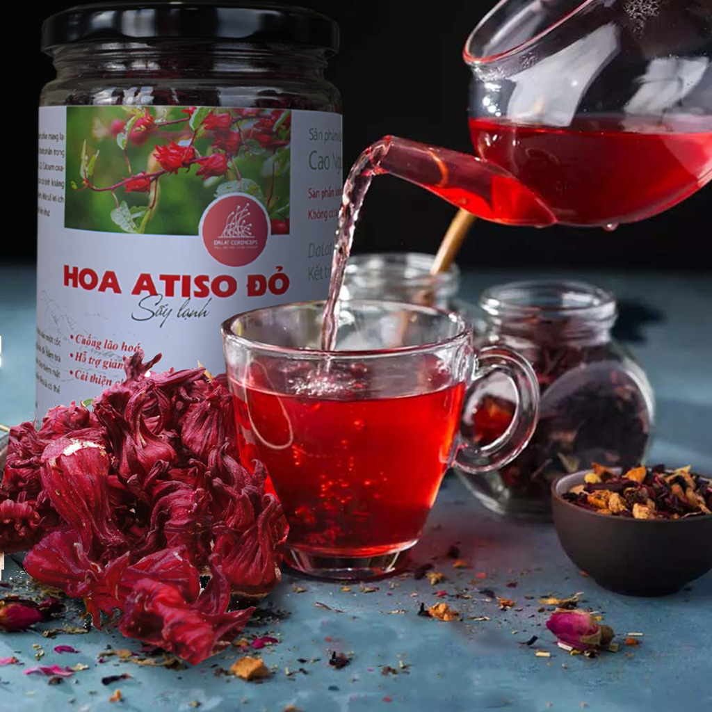 Trà hoa atiso đỏ sấy khô sấy lạnh Dalat Cordyceps - Loai cao cấp