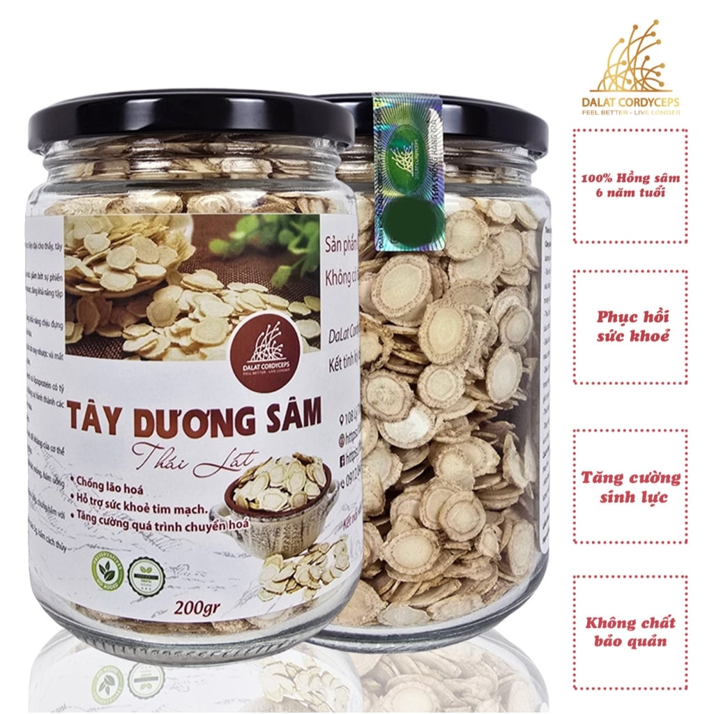 Tây dương sâm khô thái lát, Sâm Hoàng kỳ khô Dalat Cordyceps