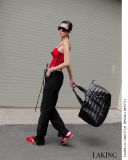  ÁO ĐỎ HAI DÂY VIỀN ĐEN  + 2 TIM ĐEN  Scarlet Heart Camisole A96116 