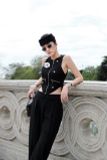  ÁO ĐEN KIM TUYẾN TRÁI TIM + HOA BẠC Chérie Noir    D646A2 