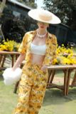  NÓN CÓI VÀNG NƠ KEM Straw Ribbon Hat  P293 