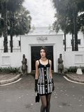  ĐẦM HOUNDSTOOTH ĐEN TRẮNG BM D8163 