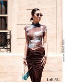  ÁO SÁT NÁCH XANH LOANG NÂU Azure Ink Cheongsam Top - S464A9 