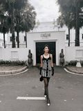 ĐẦM HOUNDSTOOTH ĐEN TRẮNG BM D8163 