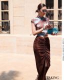  VÁY NÂU DÀI THUN NHŨ Velvet Drape Cocoa Skirt S489V6 