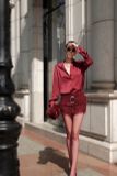  Burgundy Satin Shirt - ÁO ĐỎ SƠMI TAY DÀI  A126108 