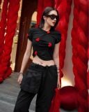  HEART PUNCTUATION TEE ÁO ĐEN THUN  TN + 6TIM ĐỎ.   A93833 