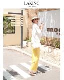  QUẦN VÀNG DÀI SỌC TRẮNG S717Q8 