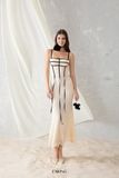  Creamy Lace Dress W Black Lines Đầm Kem Dài Ren Viền Đen D7141 