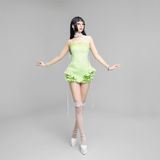  MONEY GREEN DRESS ĐẦM XANH BI D7811 
