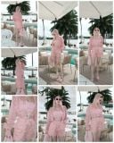  SET ÁO KHOÁC + SHORT HỒNG + ÁO BRA HỒNG THÊU KEM MONACO BOW PINK S13815 