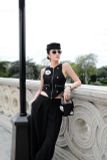  ÁO ĐEN KIM TUYẾN TRÁI TIM + HOA BẠC Chérie Noir    D646A2 