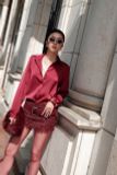  Burgundy Satin Shirt - ÁO ĐỎ SƠMI TAY DÀI  A126108 