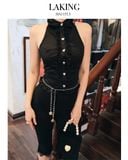  QUẦN ĐEN VIỀN REN LỬNG LACE BIKER CHAIN PANTS + XÍCH Q95912 