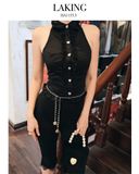  ÁO SƠ MI ĐEN SÁT NÁCH HEARTLINE HALTER TOP A11553 