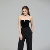  ÁO ĐEN CÚP NGỰC REN TRẮNG S739A1 