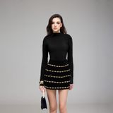  FEATHER BLACK FLOWER SKIRT VÁY ĐEN S652V1 