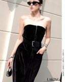  Black Velvet Jumpsuit Jumpsuit dài đen nhung + BELT ĐEN J232 