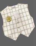  Ivory GoldLined Tweed Vest Áo Trắng Ghile+HOA GOLD A9622 