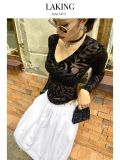  ÁO THUN ĐEN HOA HỒNG LƯỚI ROSA TAY DÀI A11475 