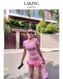  VÁY THUN HỒNG NGẮN BÈO PETAL RUFFLE SKIRT  S703V2 