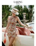  ĐẦM NÂU HOA HỒNG SÁT NÁCH D7463 