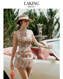  ĐẦM NÂU HOA HỒNG SÁT NÁCH D7463 