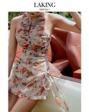  ĐẦM NÂU HOA HỒNG SÁT NÁCH D7463 
