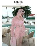  SET ÁO KHOÁC + SHORT HỒNG + ÁO BRA HỒNG THÊU KEM MONACO BOW PINK S13815 