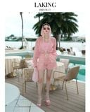  SET ÁO KHOÁC + SHORT HỒNG + ÁO BRA HỒNG THÊU KEM MONACO BOW PINK S13815 