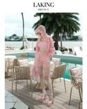  SET ÁO KHOÁC + SHORT HỒNG + ÁO BRA HỒNG THÊU KEM MONACO BOW PINK S13815 