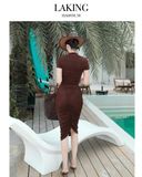  VÁY NÂU DÀI NHÚN SEPIA SCULPT SKIRT S477V4 