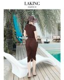  VÁY NÂU DÀI NHÚN SEPIA SCULPT SKIRT S477V4 