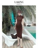  VÁY NÂU DÀI NHÚN SEPIA SCULPT SKIRT S477V4 