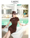  VÁY NÂU DÀI NHÚN SEPIA SCULPT SKIRT S477V4 