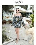  JUMPSUIT ĐEN HOA TRẮNG MOON GARDEN RESORT + DÂY TURBAN J204 