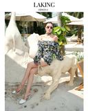  JUMPSUIT ĐEN HOA TRẮNG MOON GARDEN RESORT + DÂY TURBAN J204 
